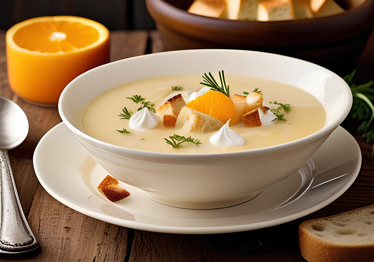 Creamy Parsnip Soup with White Bread Cubes