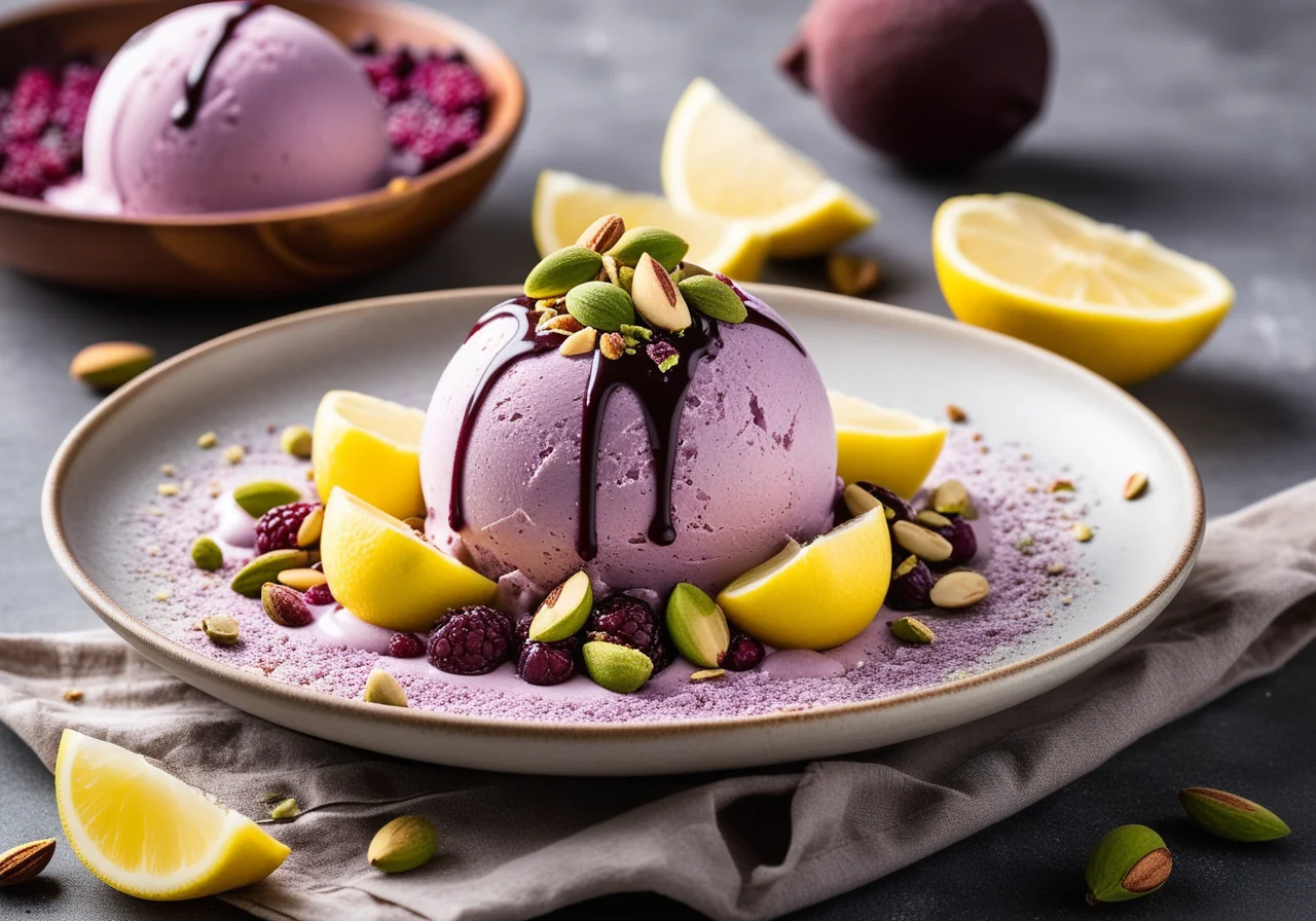 Acai Yogurt Ice Cream with Crunch
