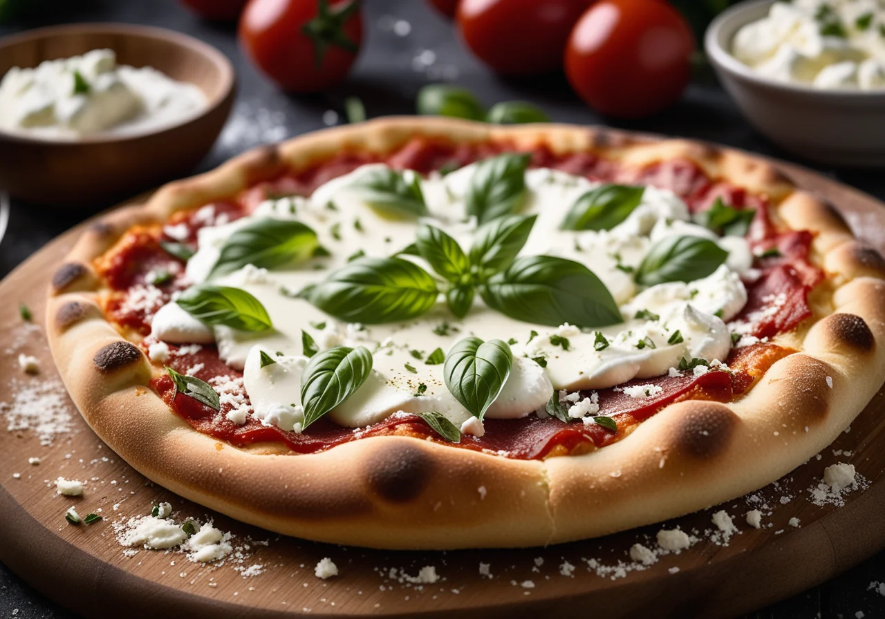 Pizza with Mozzarella and Ricotta