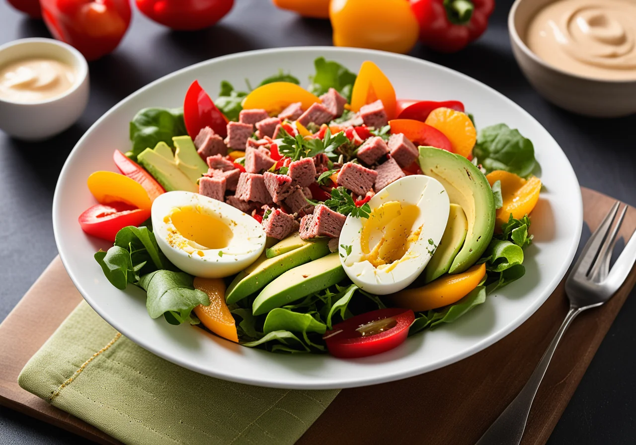 Salad with Tuna and Avocado Spice Mayonnaise