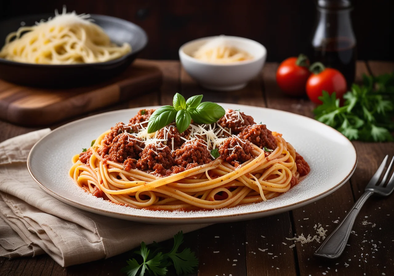 Pasta with minced meat sauce