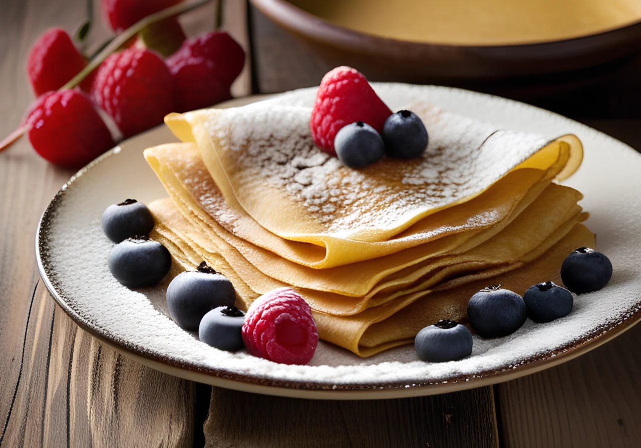 Thin Pancakes with Powdered Sugar