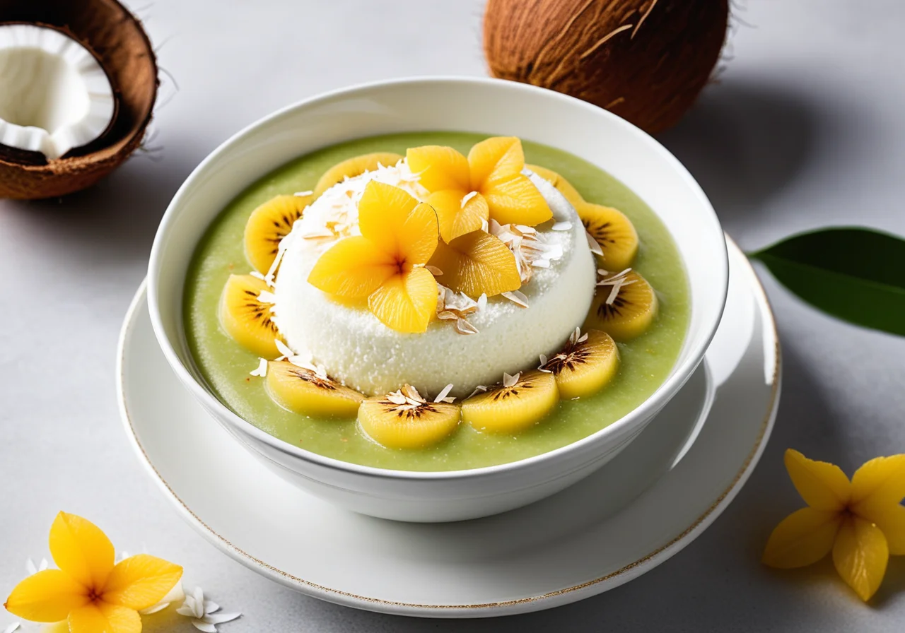 Coconut Pudding with Starfruit