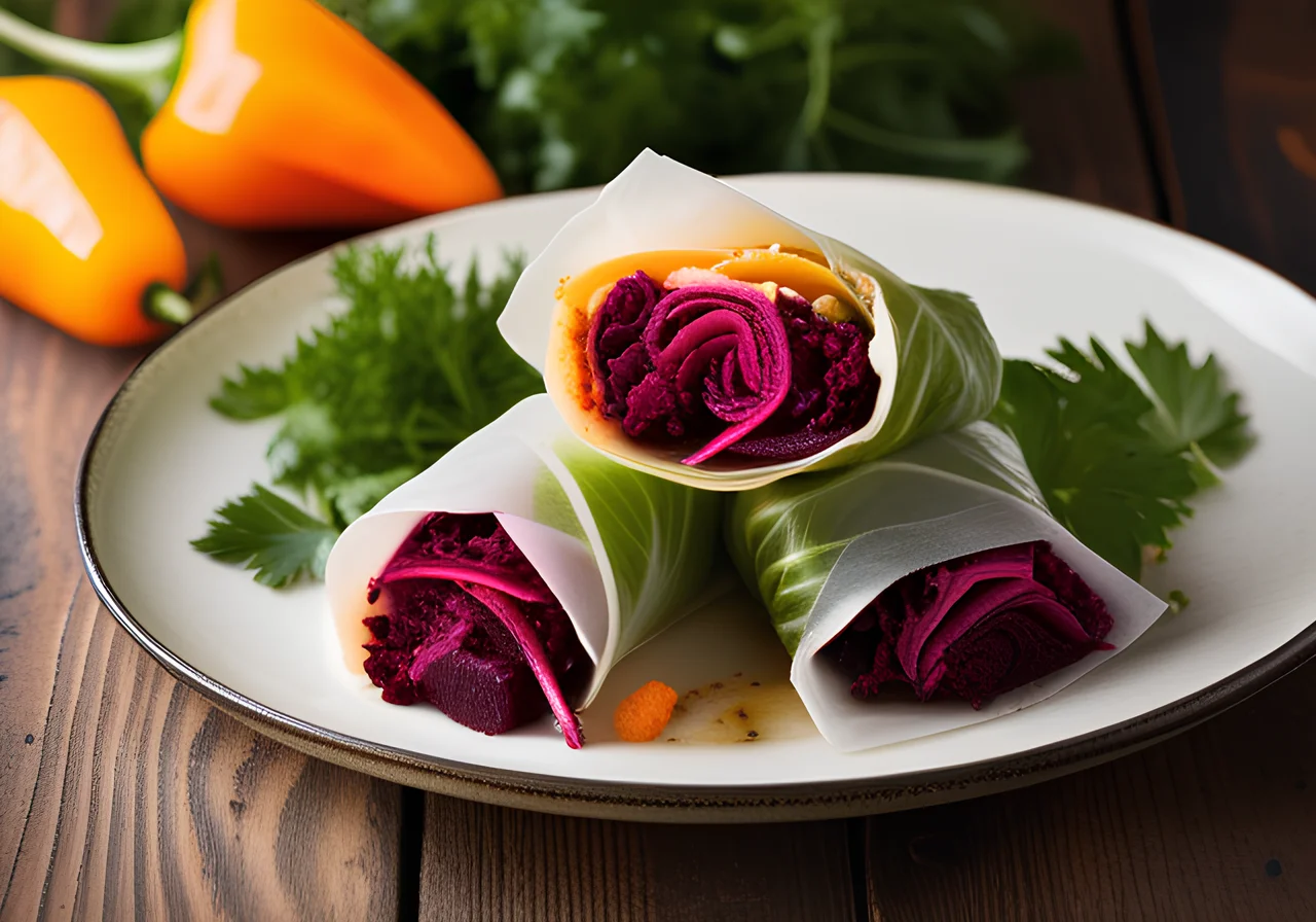 Stuffed Cabbage Wraps with Beets