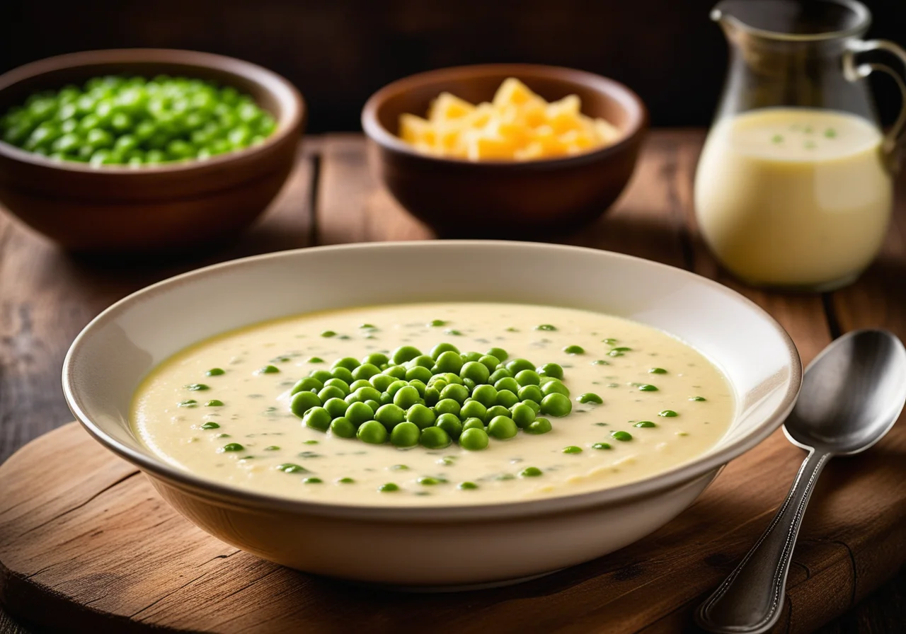 Creamy Cheese Soup with Peas