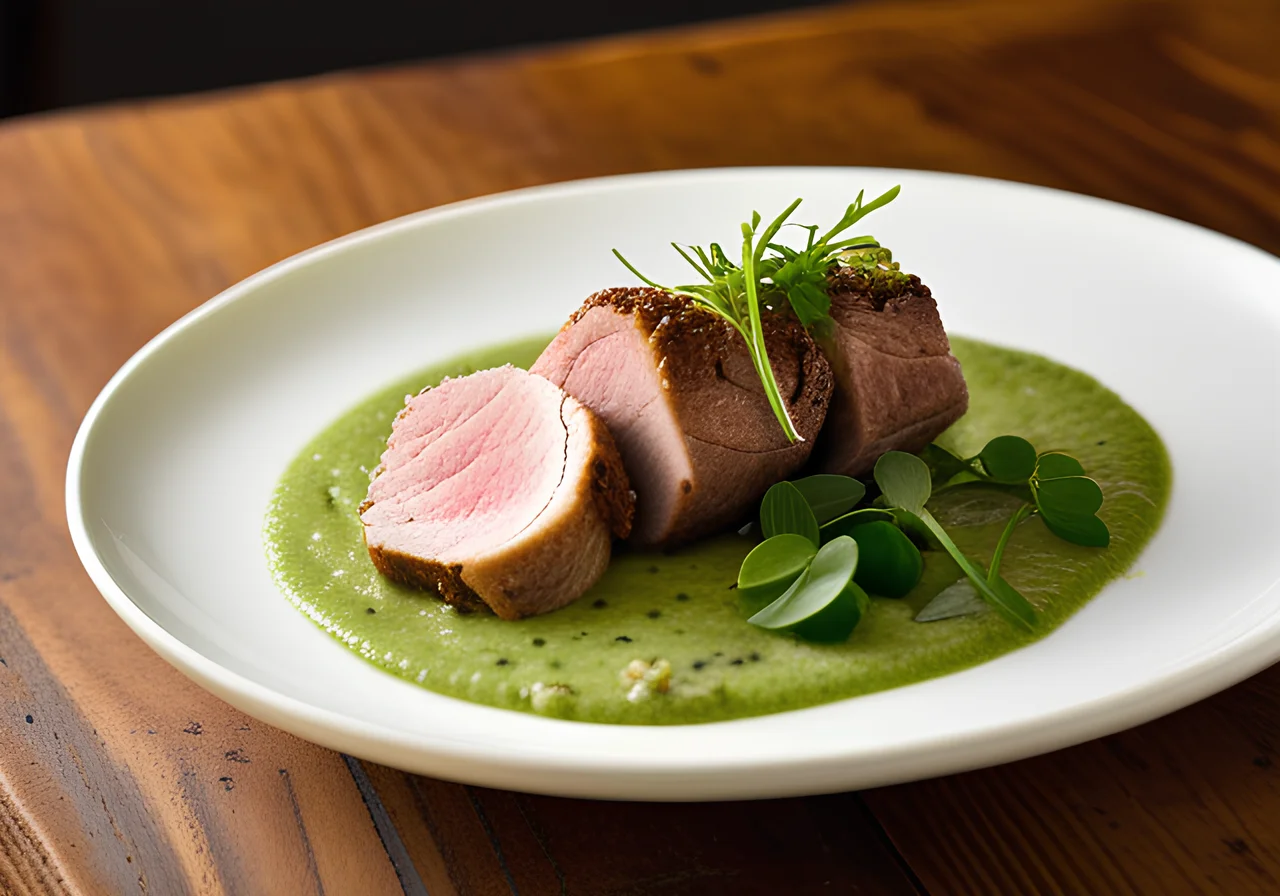 Lamb Roll with Pea Puree