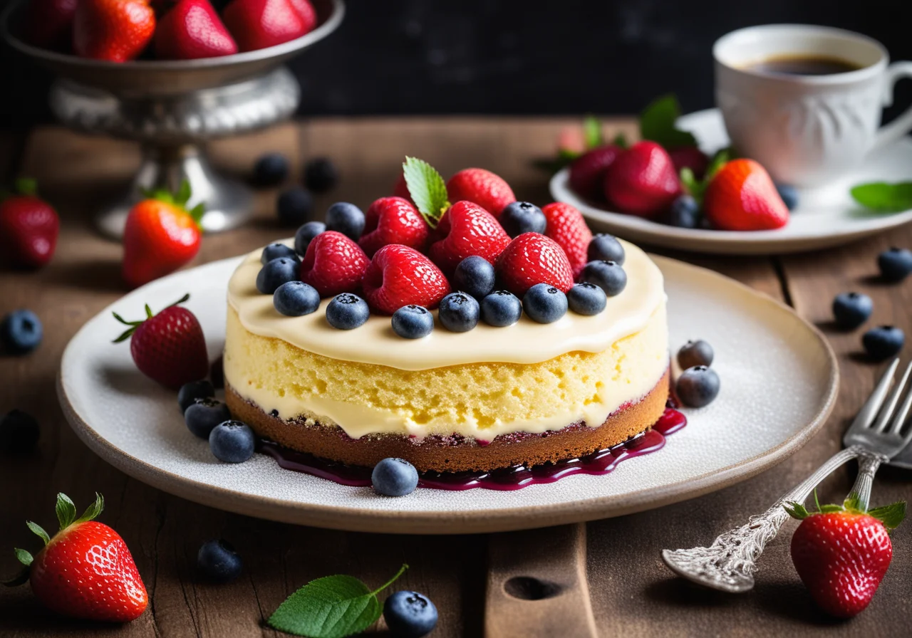 Sponge Cake with Berries and Cream