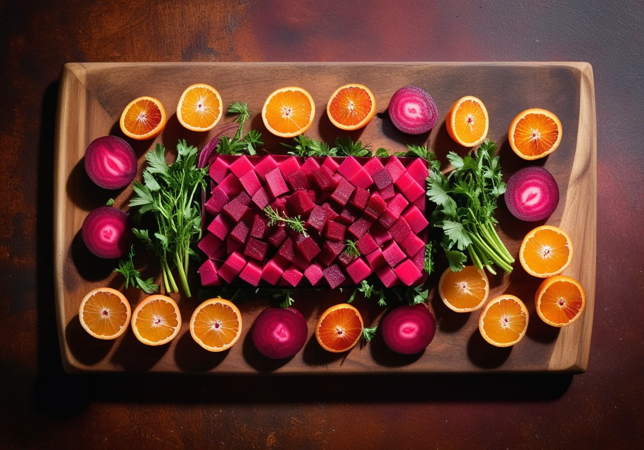 Beet and Rhubarb Salad with Parma Ham