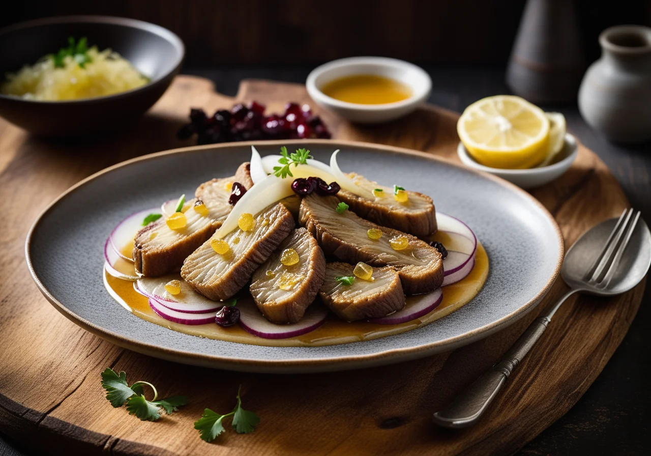 Marinated Fried Herring with Ginger and Raisins