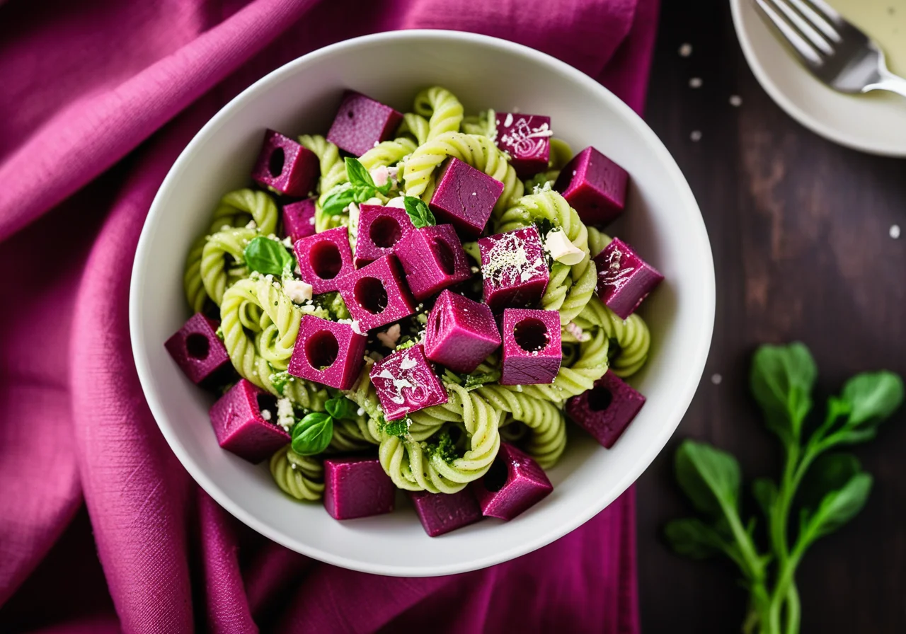 Beetroot Pasta Salad with Romanesco