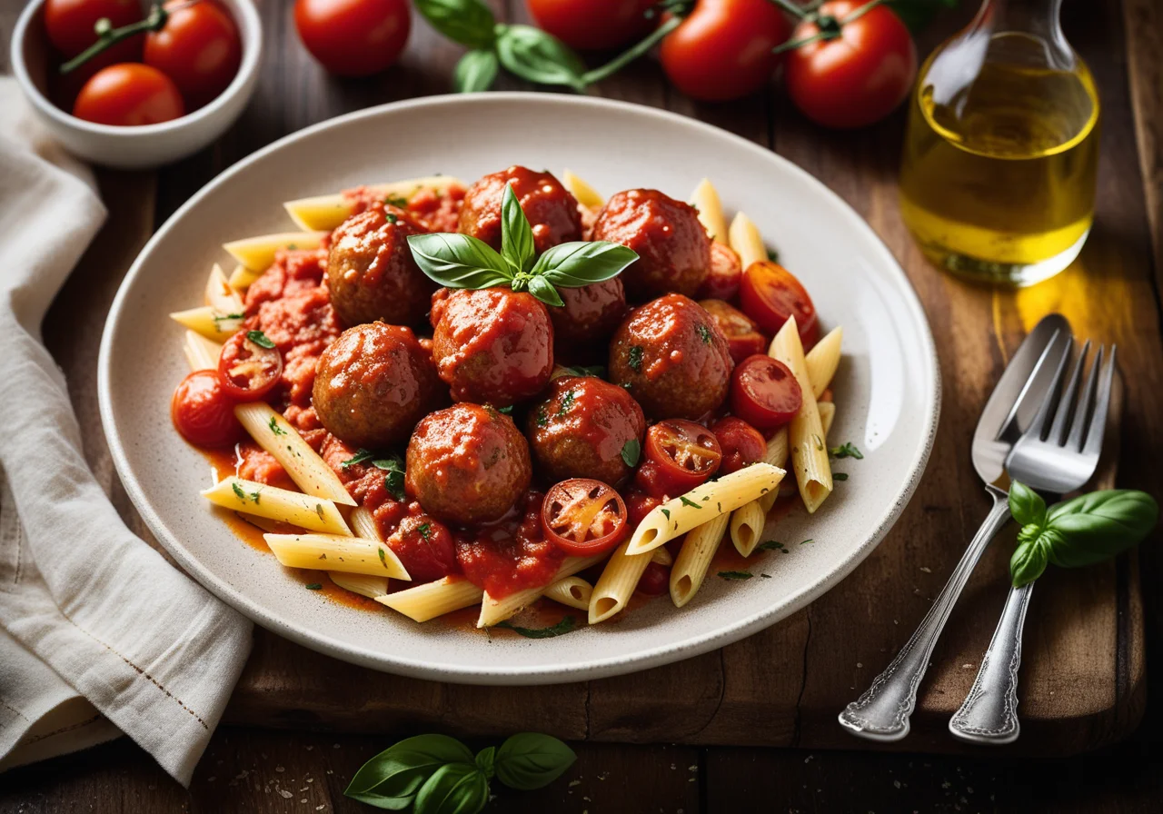 Pasta with Veal Meatballs