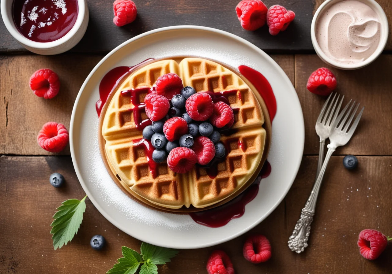 Poppy Seed Waffles with Berry Sauce