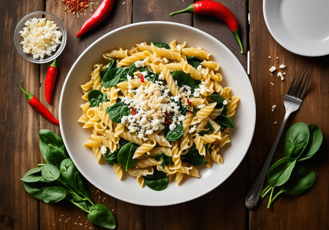 Pasta with Feta and Spinach