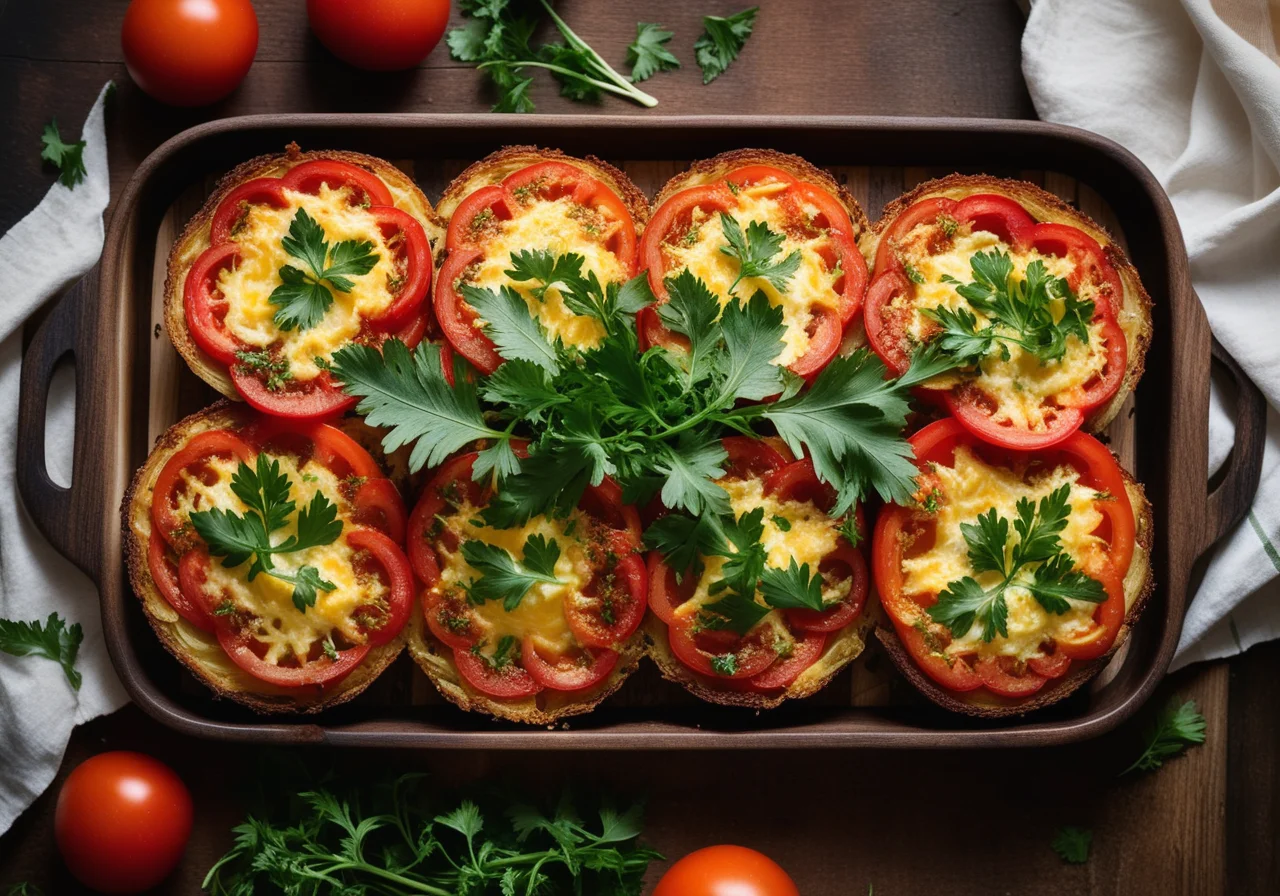 Potato Tomato Gratin with Rocket