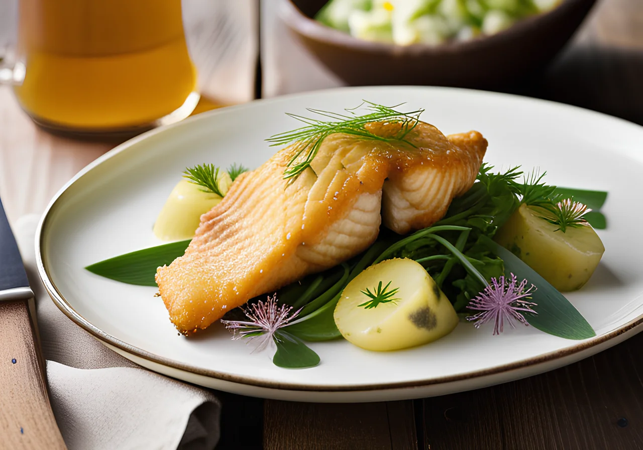 Carp in Beer Batter with Potato Salad