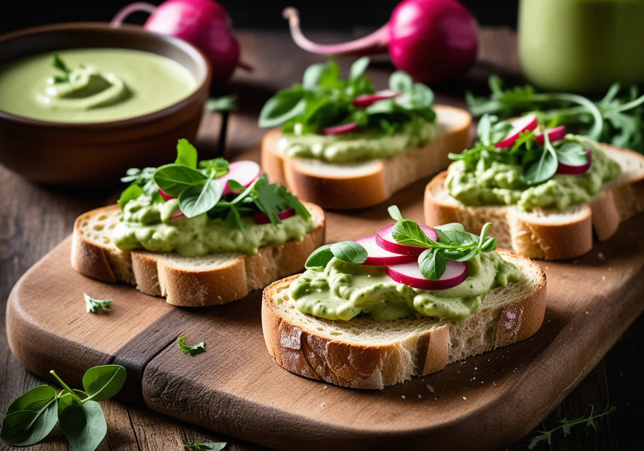 Pea Cream on Toasted Bread
