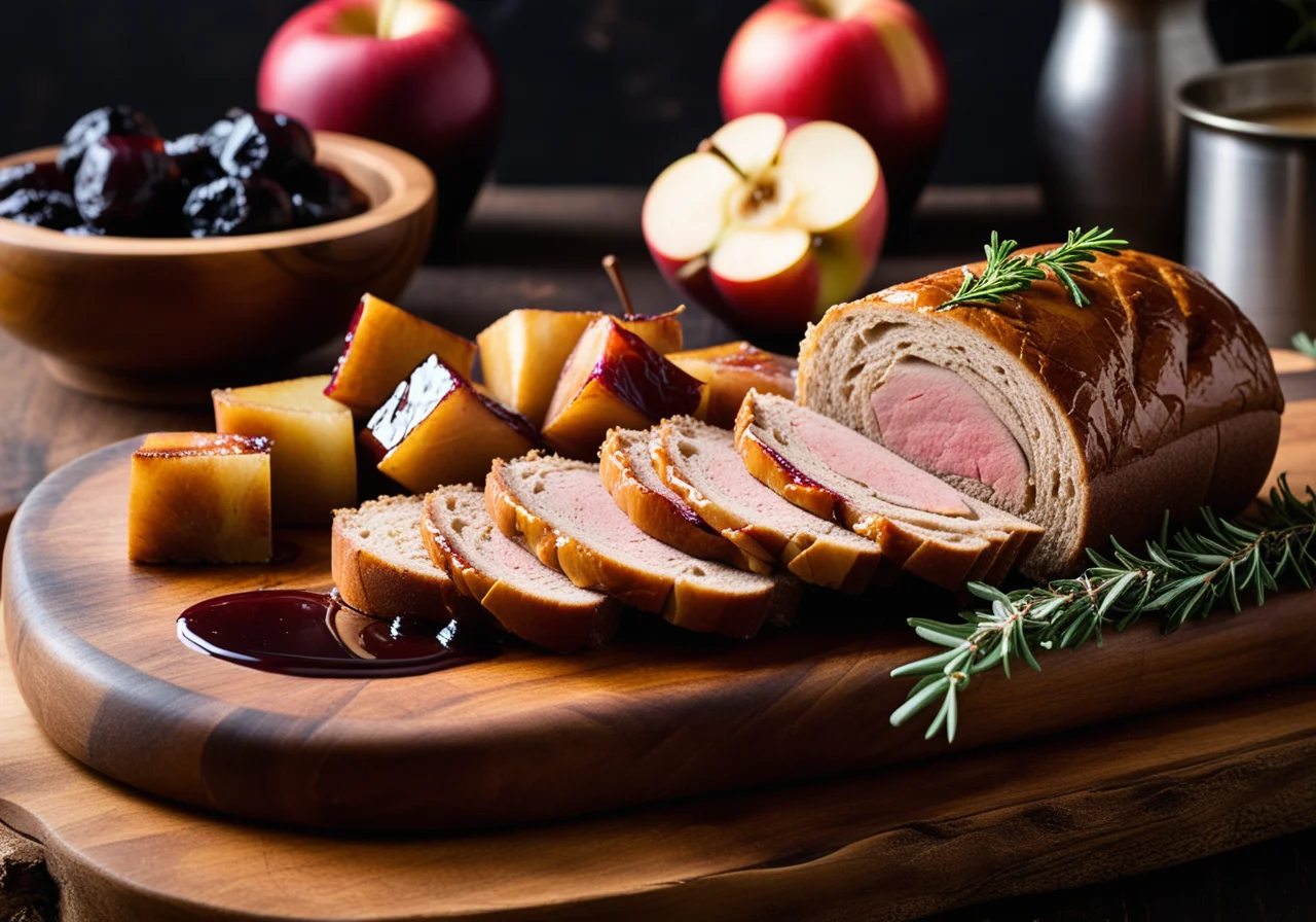 Pork Roll Roast Filled with Apples and Prunes