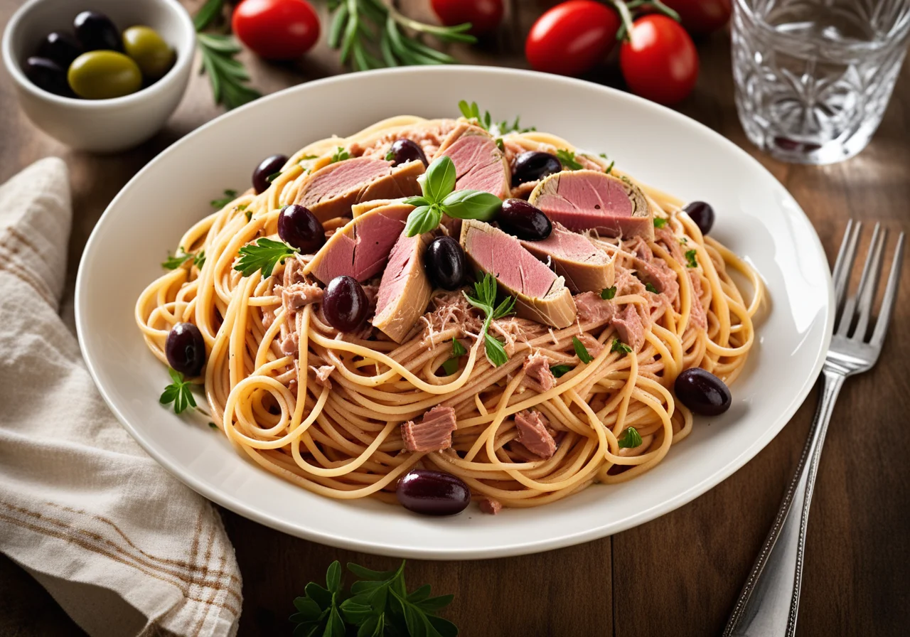 Tuna Spaghetti with Olives