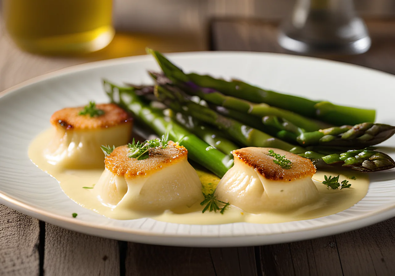 Herb‑filled Ravioli with Asparagus and Scallops