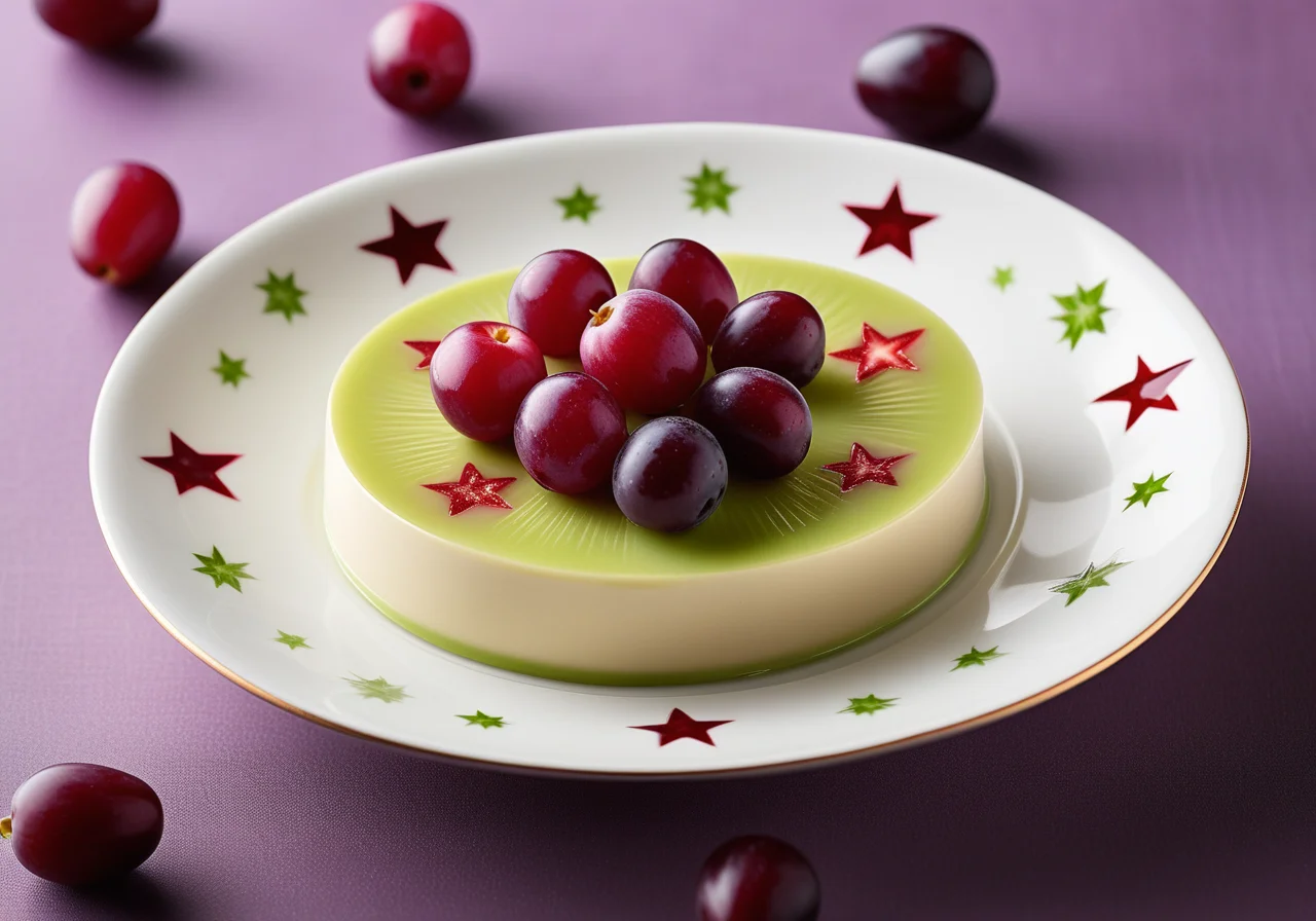 White Chocolate Mousse with Red Grapes