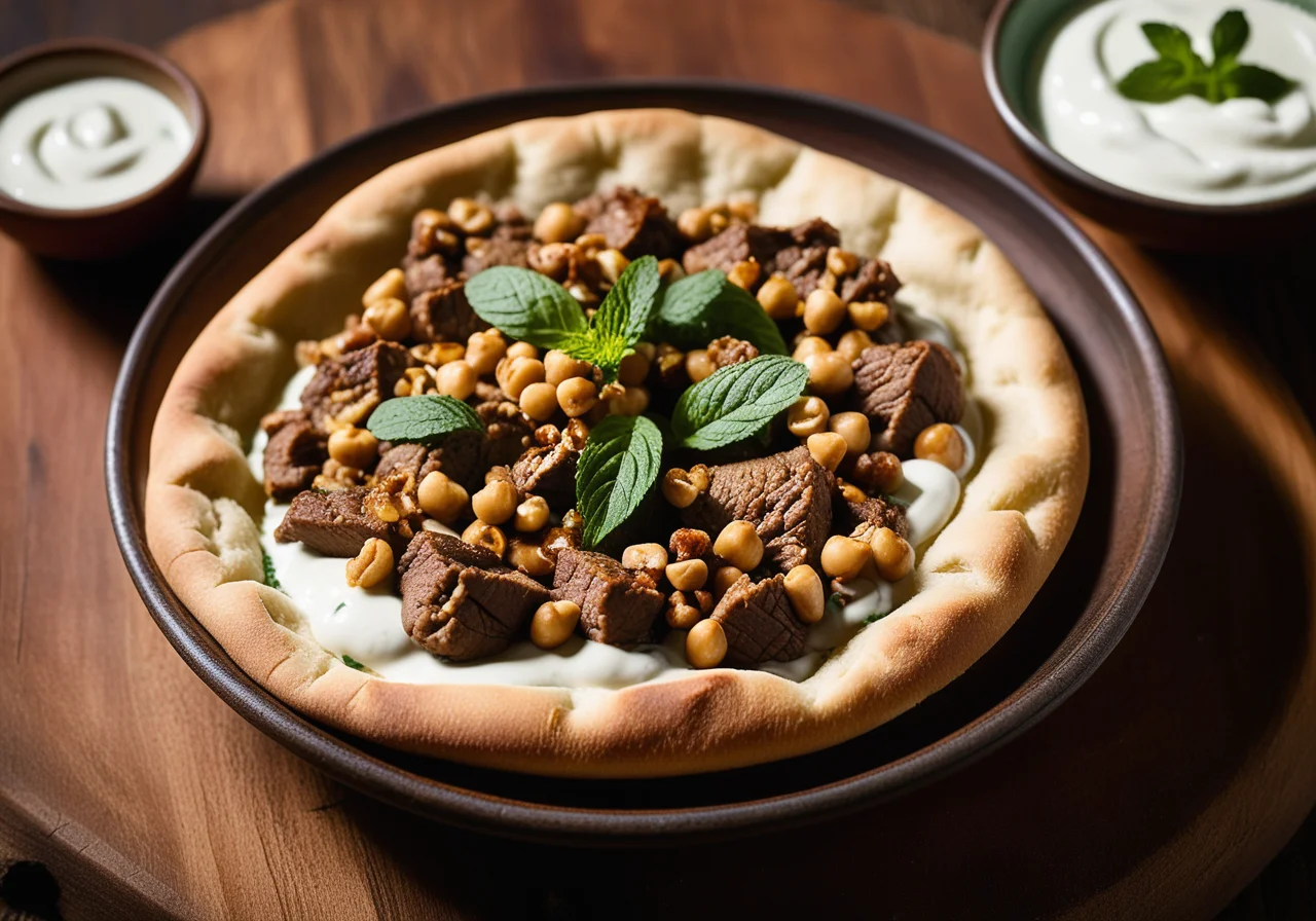 Arabian Flatbread with Lamb and Yogurt