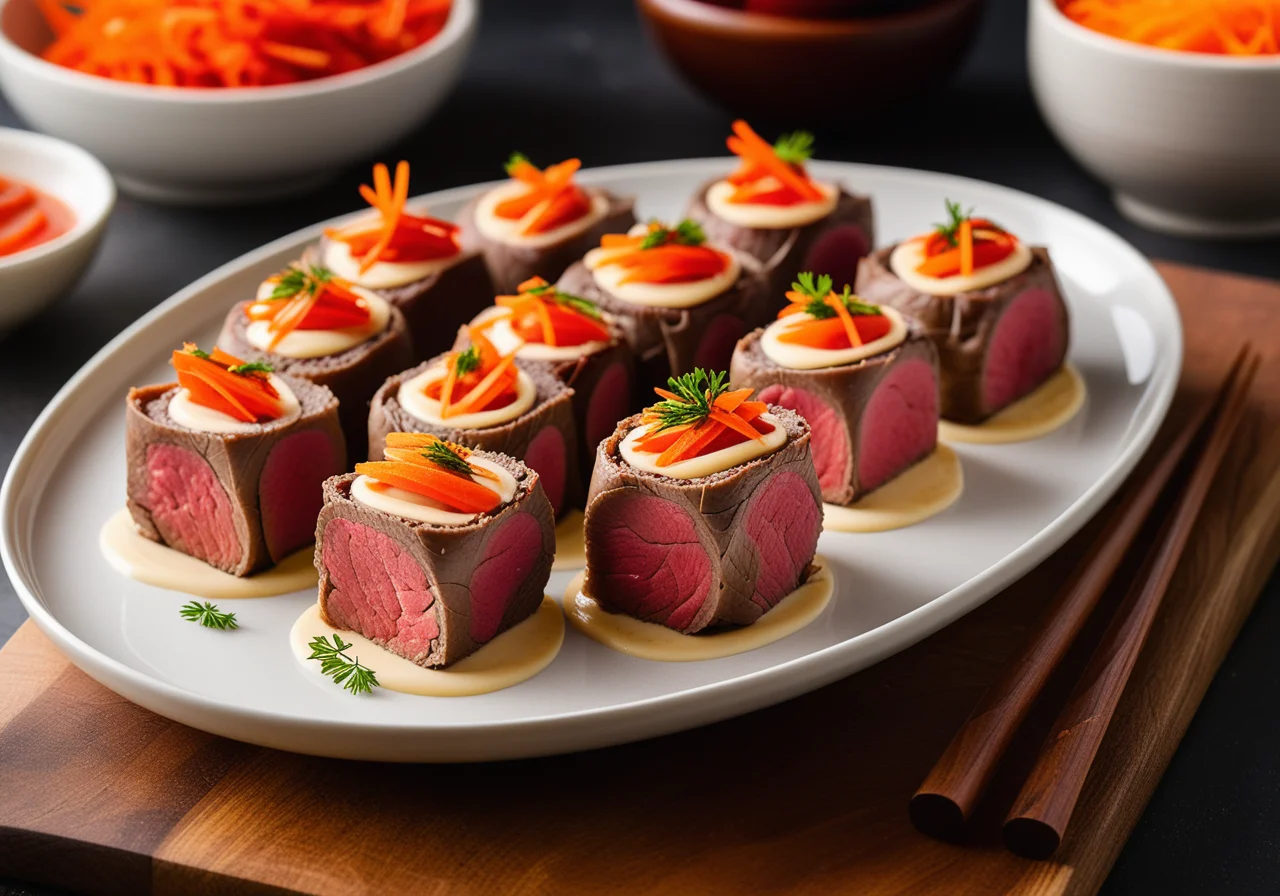 Roastbeef Rolls with Fresh Vegetables