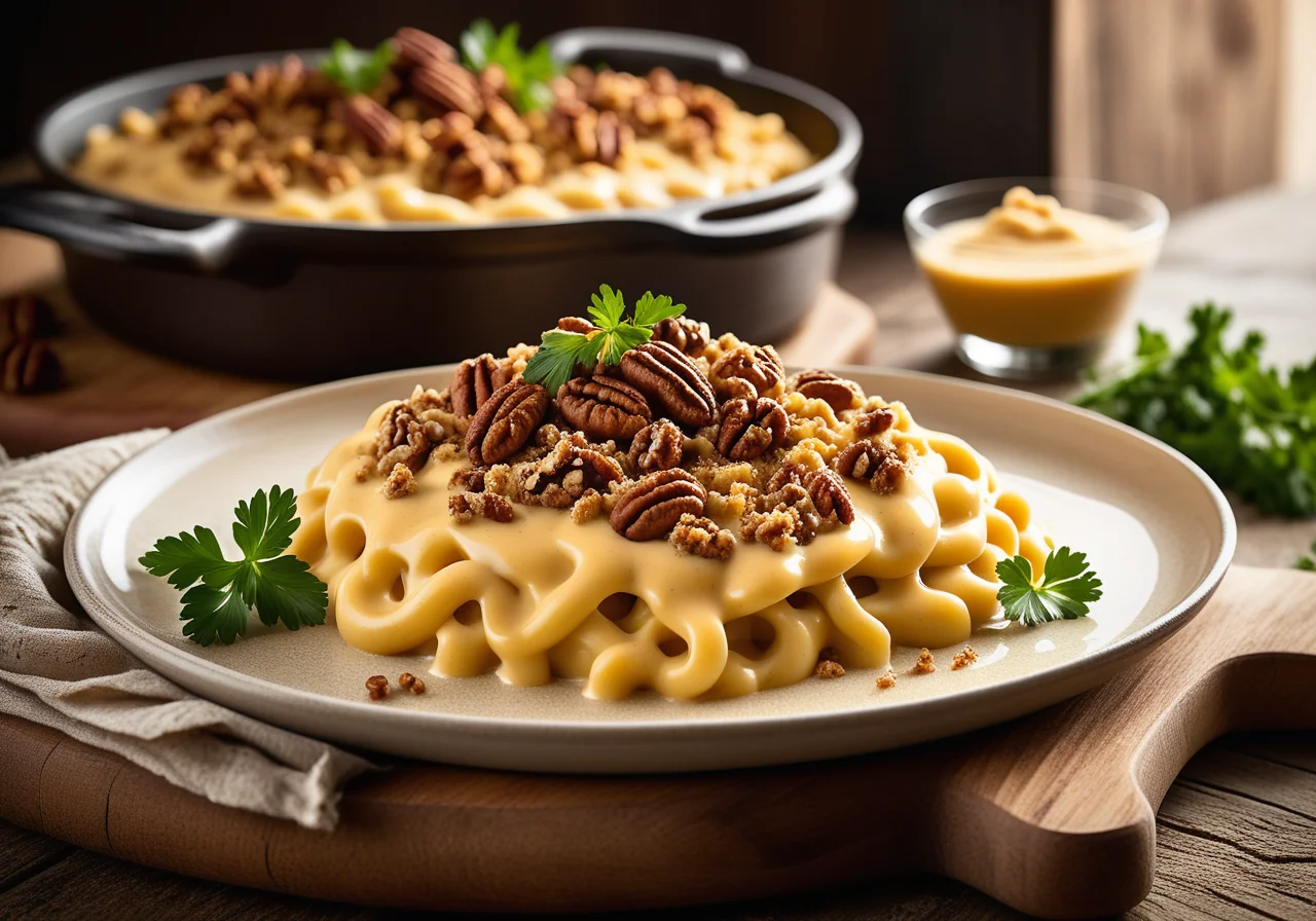 Cheese Macaroni with Pecan Crumble