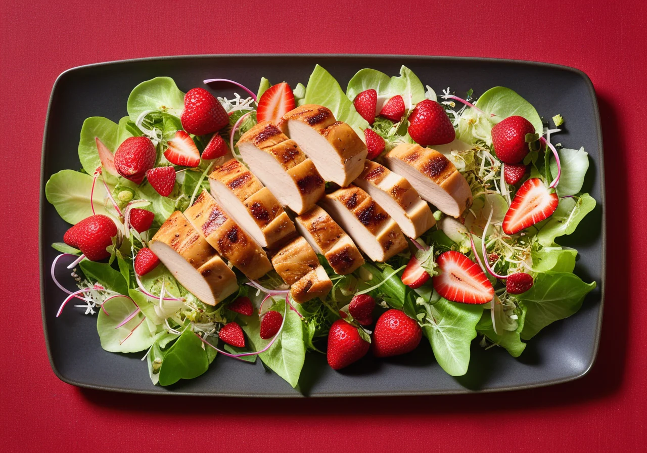 Chicken, Sprouts and Strawberry Salad