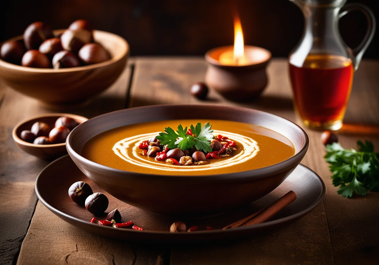 Chestnut Soup with Chili Oil