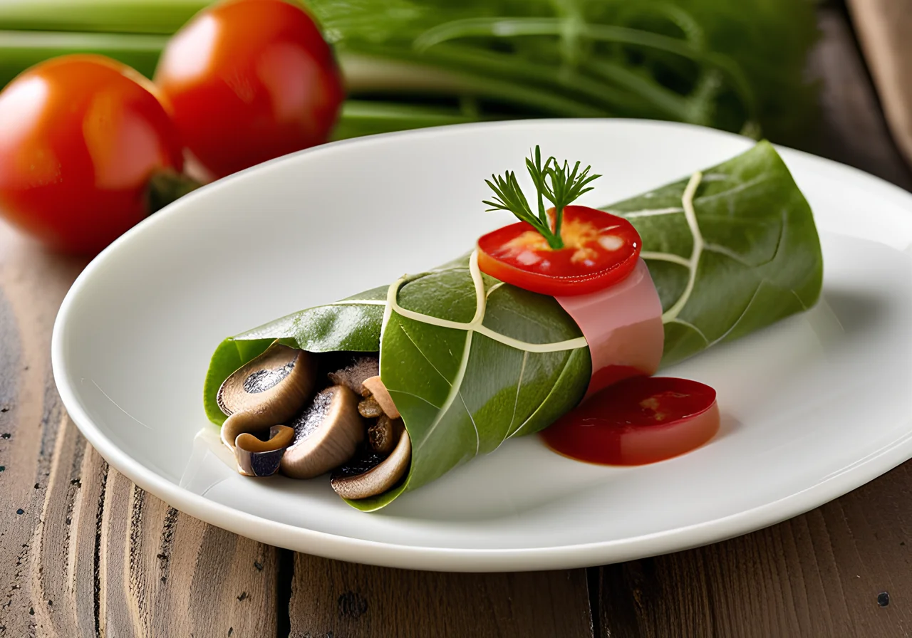 Mushroom Wraps with Sprouts and Scallions