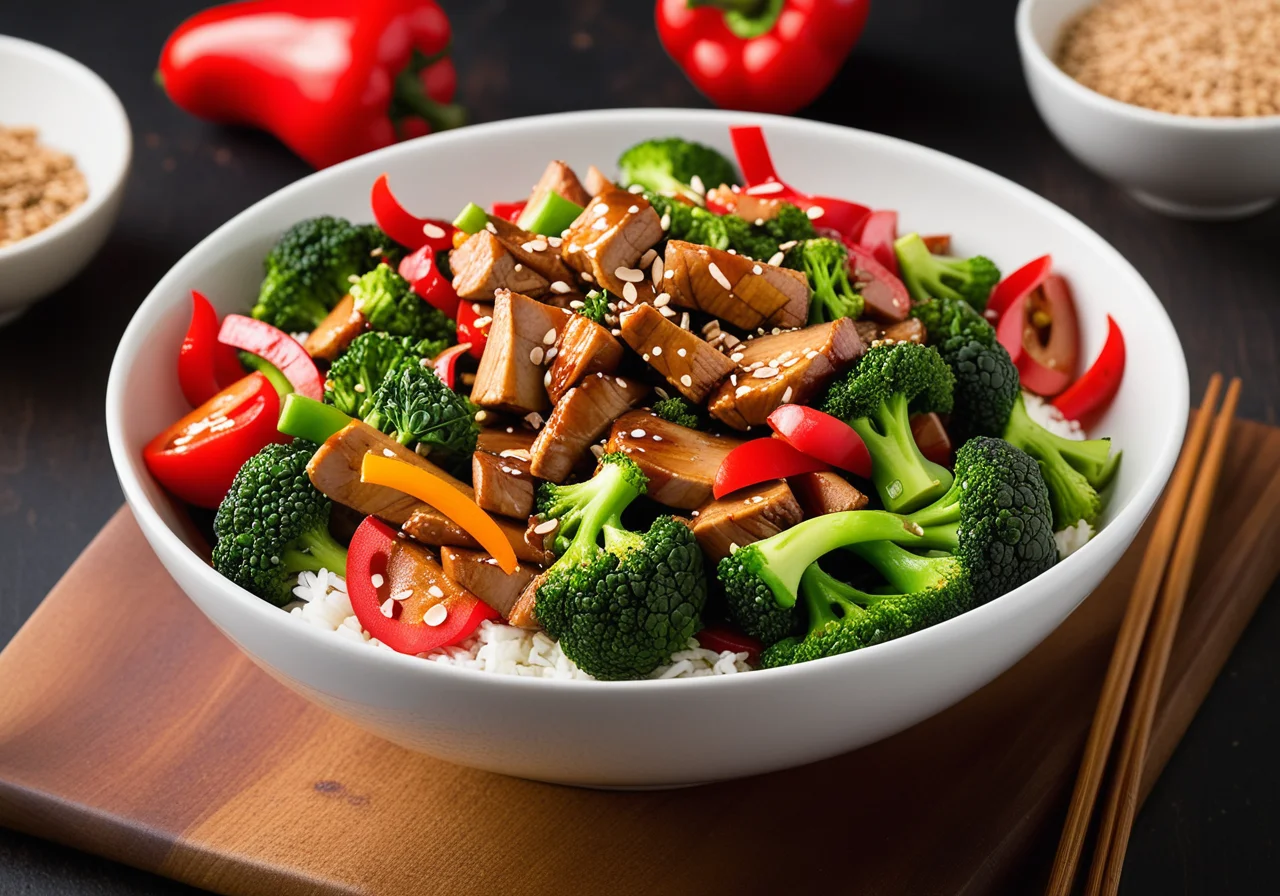 Asian‑style turkey stir‑fry with broccoli and bell pepper