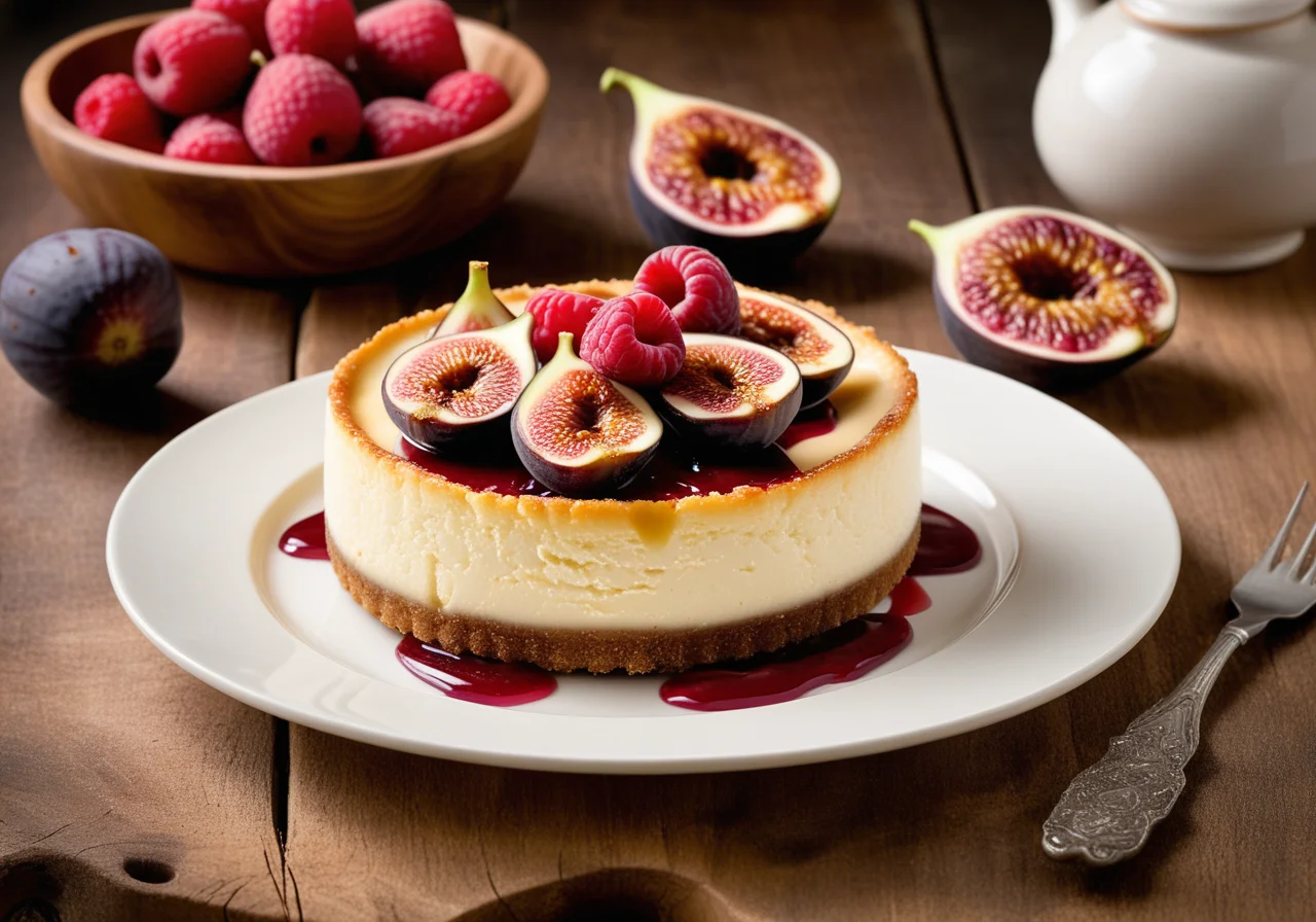 Fig Cheesecake with Raspberries