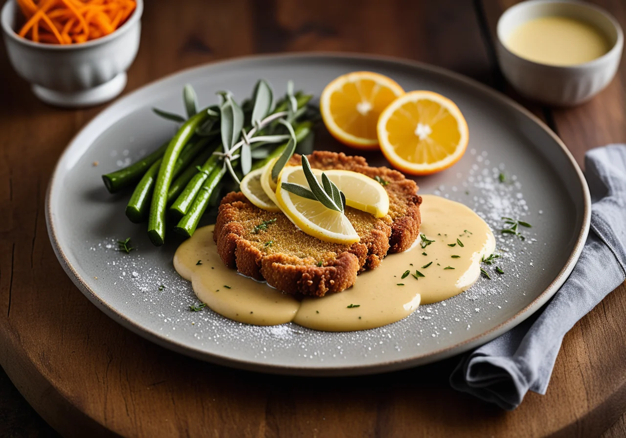 Veal Schnitzel with Sage and Zucchini-Carrot Vegetable