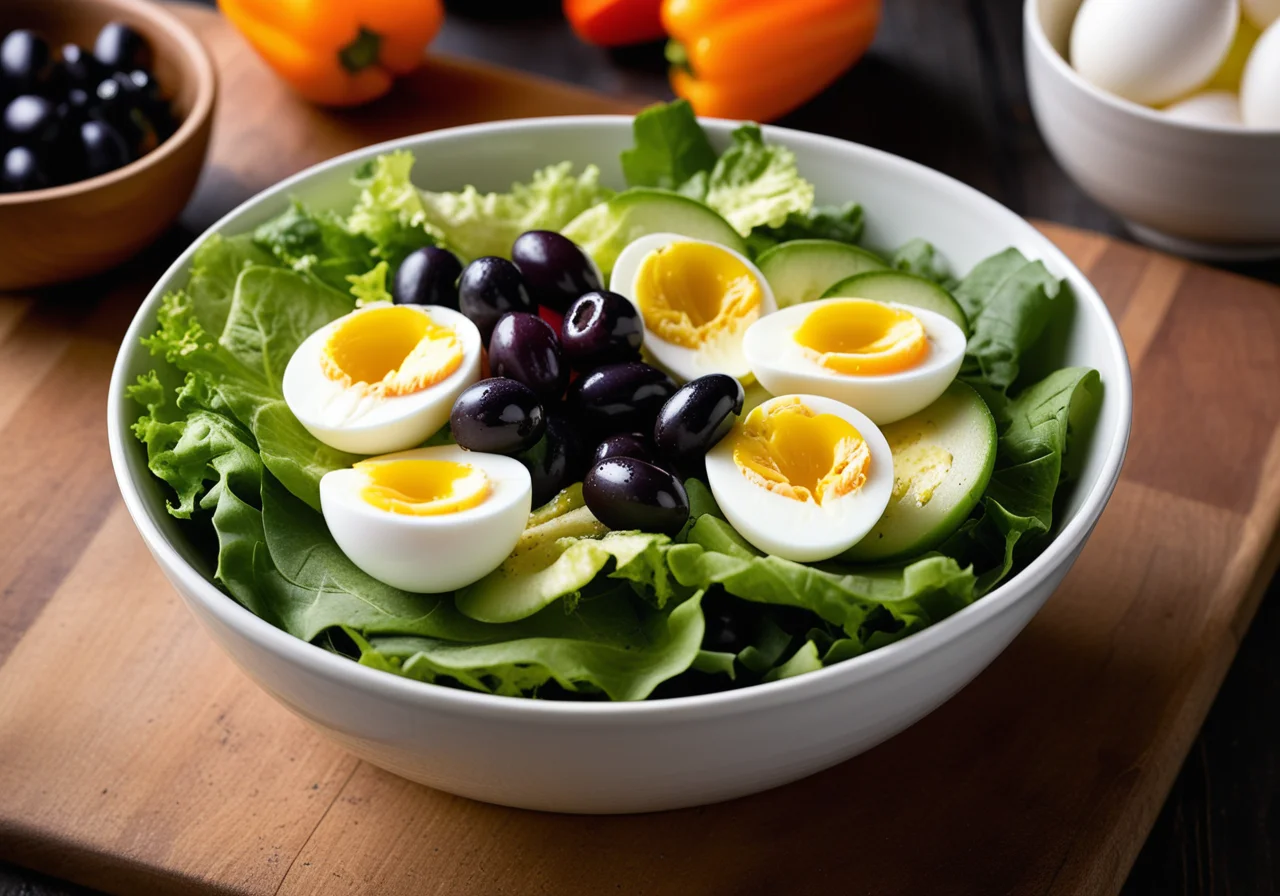 Salad with Egg, Olives, and Anchovies