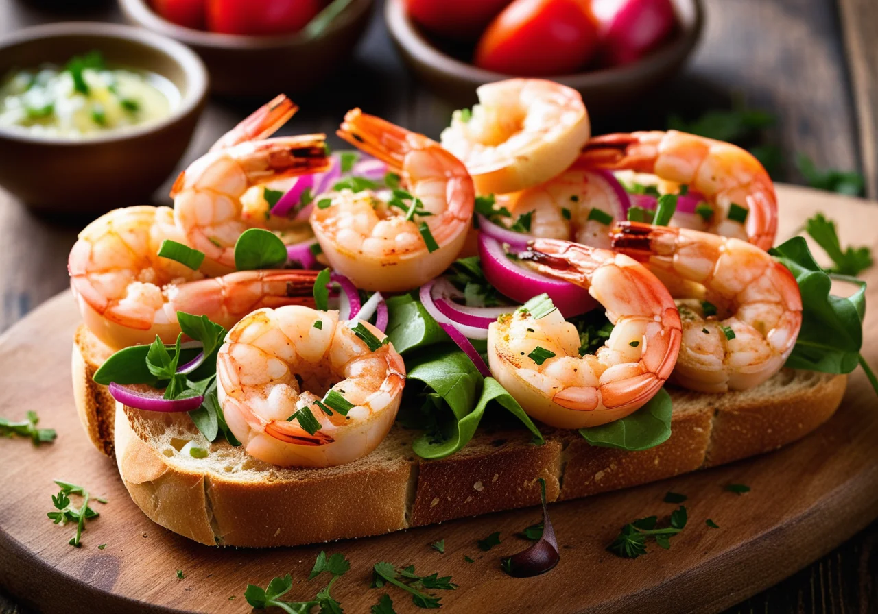 Spicy Shrimp with Garlic Baguette