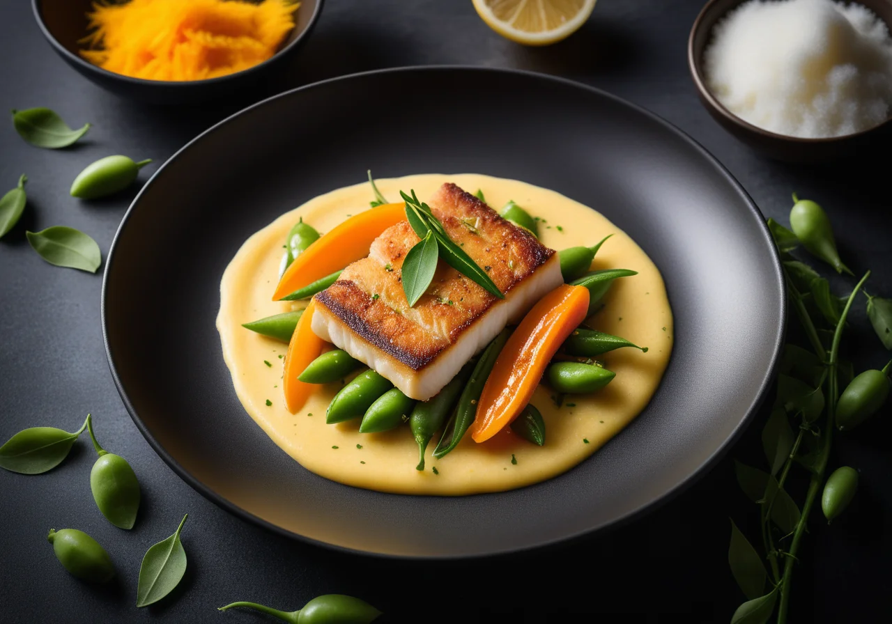 Pikeperch with Mixed Vegetables and Saffron Butter