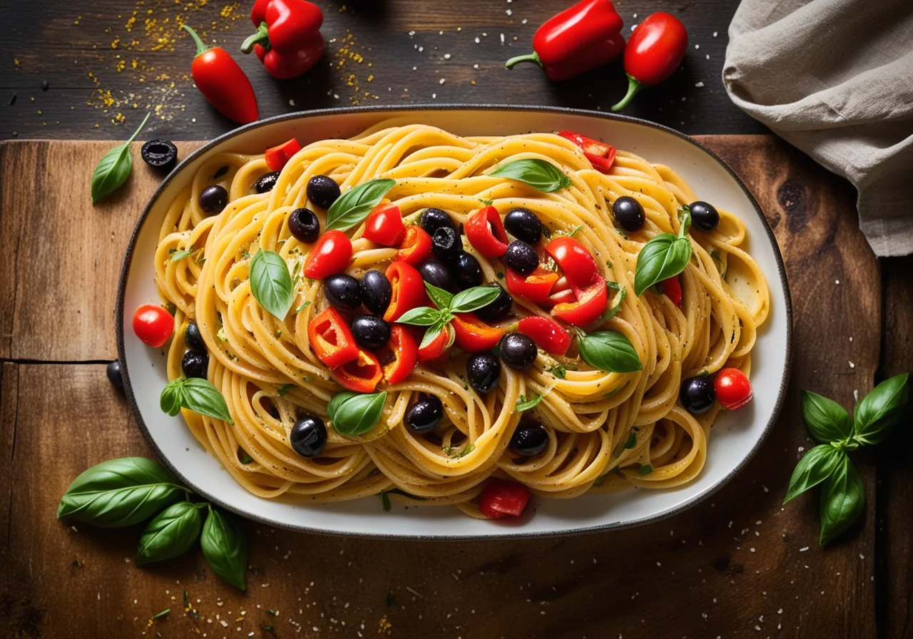 Pasta with Bell Peppers and Olives