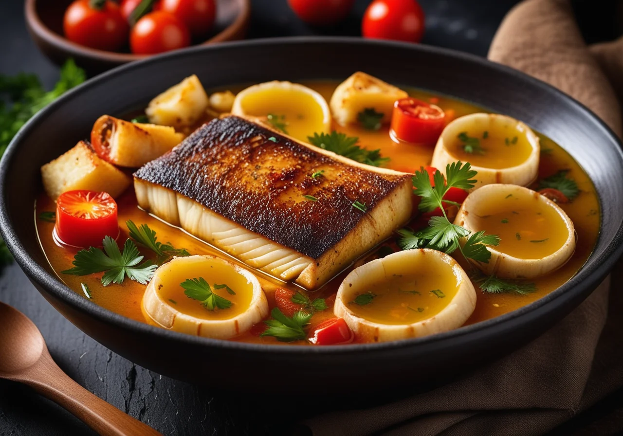 Vegetable Stew with Sea Bass