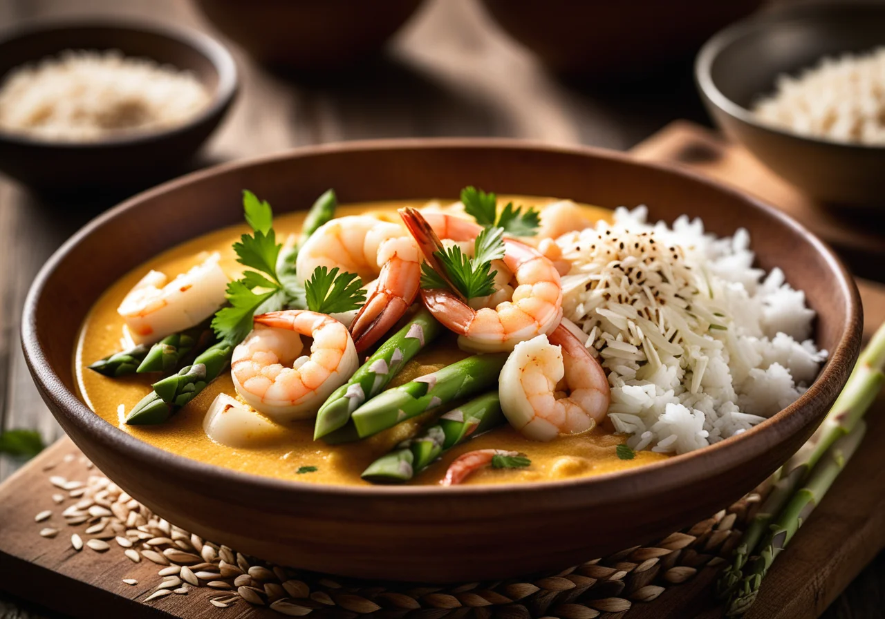 Asparagus and Shrimp in Curry Sauce
