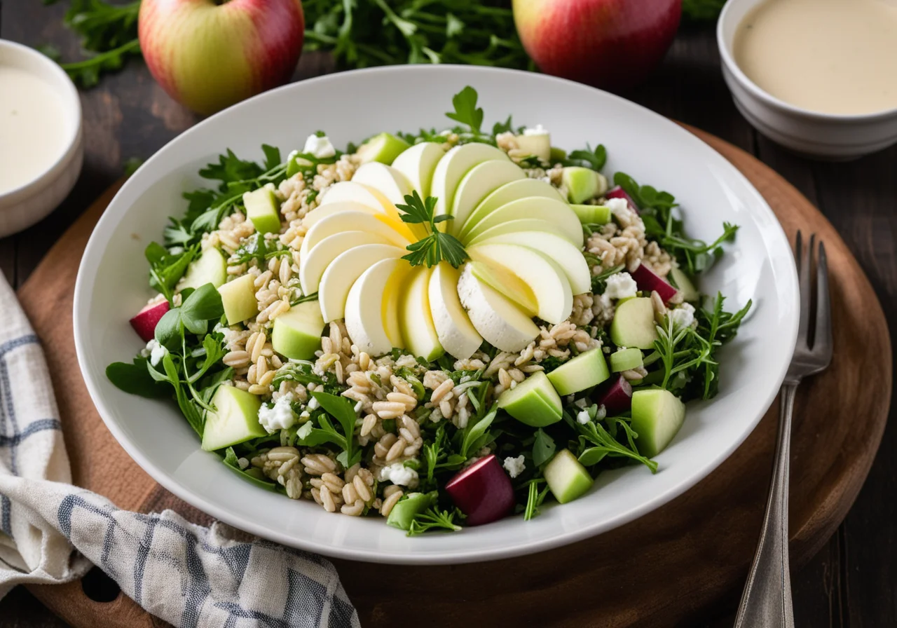 Barley Rice Salad with Apple and Goat Cream Cheese