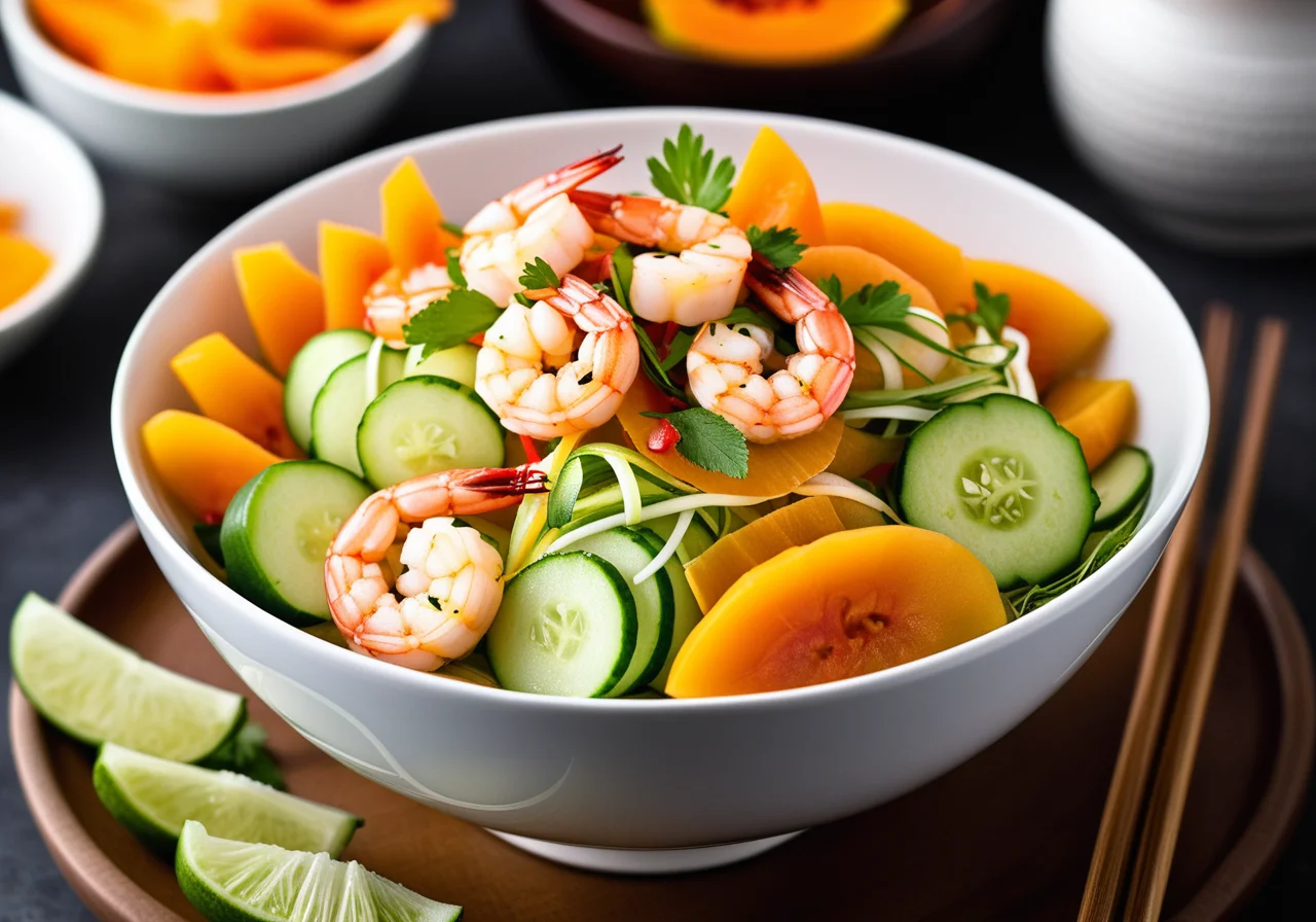 Spicy Cucumber Shrimp Papaya Salad