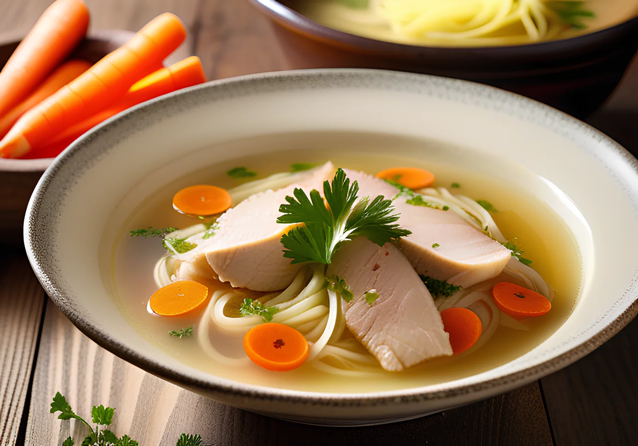Chicken Broth with Noodles and Vegetables