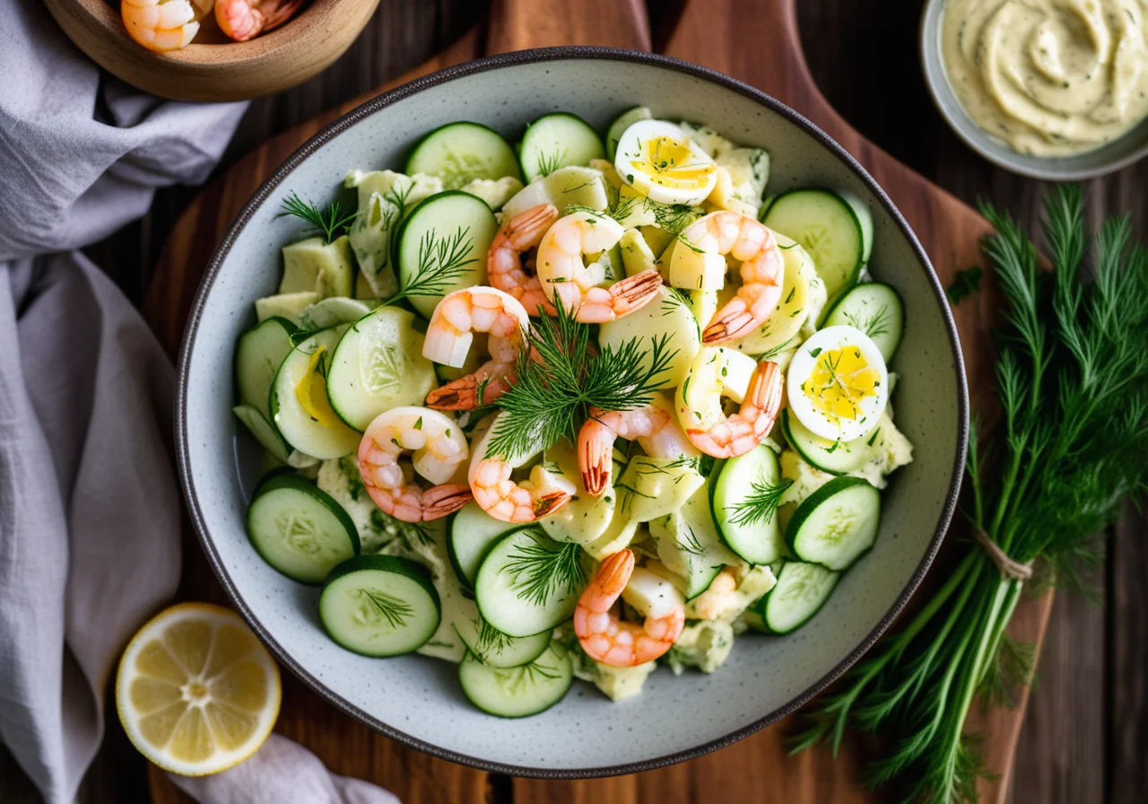 Potato Salad with Cucumbers and Shrimp