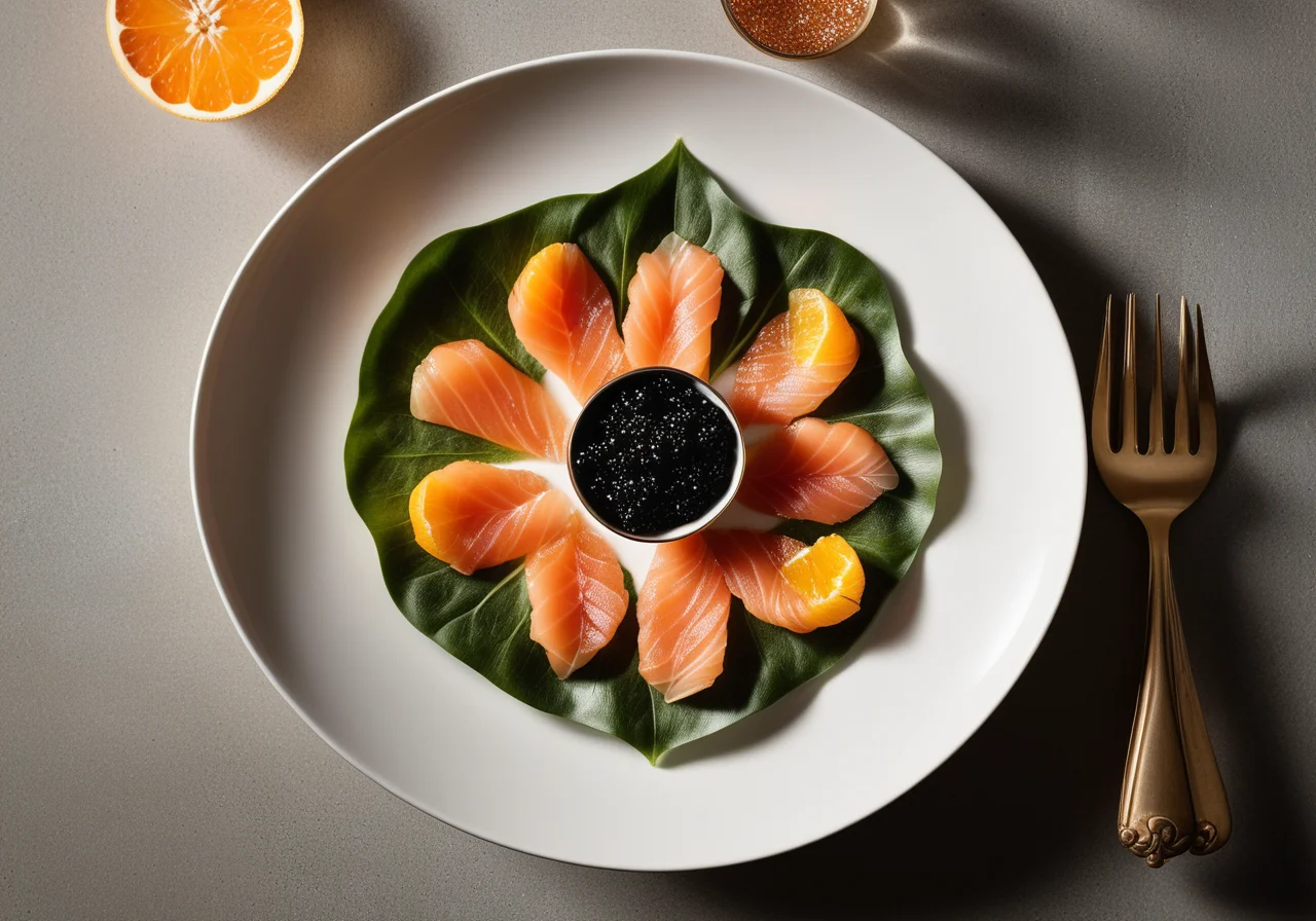 Smoked Salmon and Caviar with Chicory