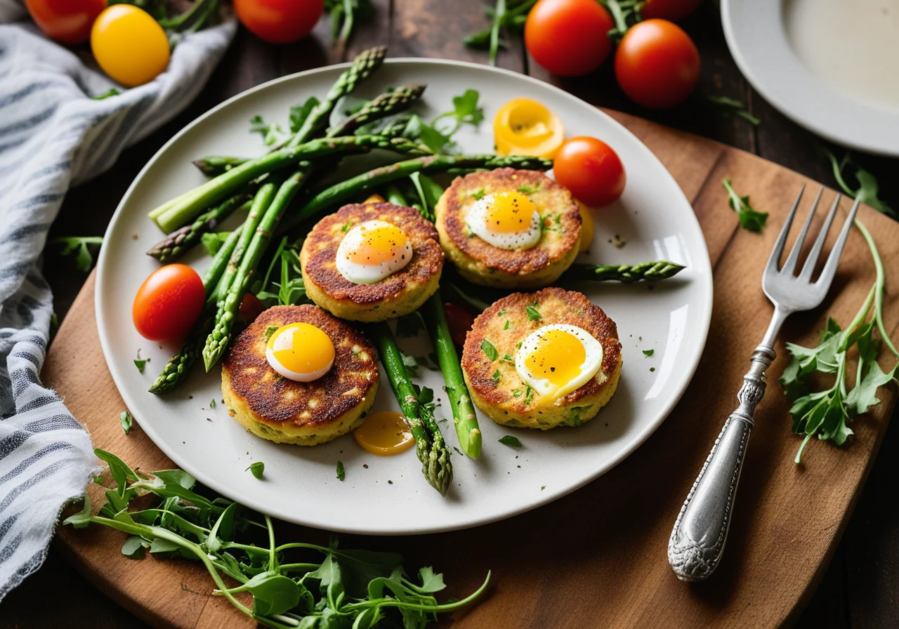 Potato-Asparagus Patties with Tomatoes