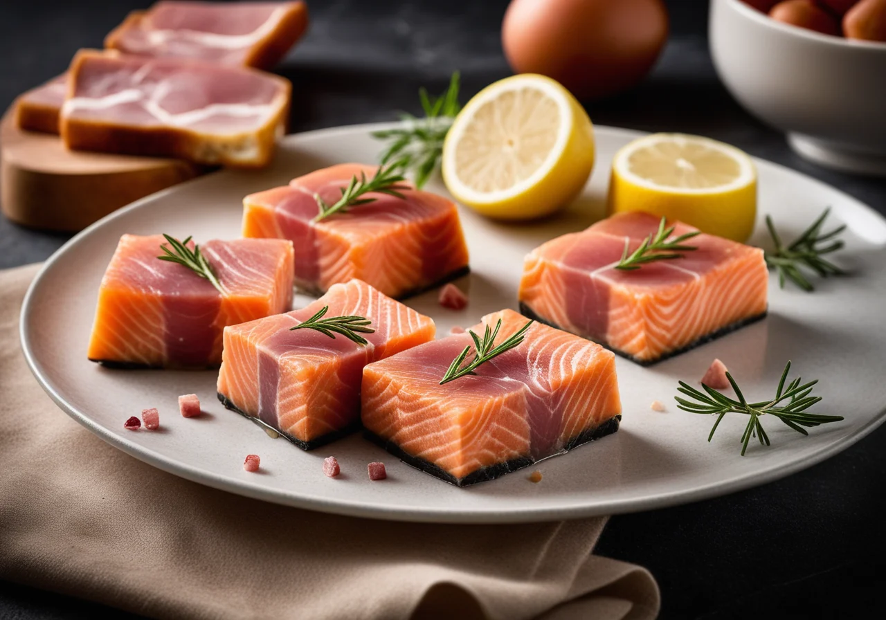 Asturian Salmon with Ham Cubes