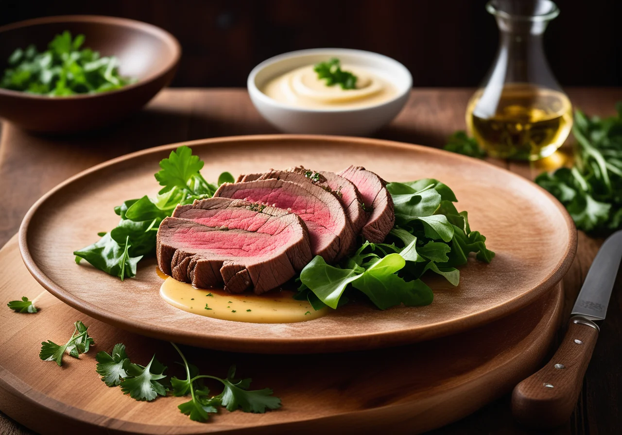 Braised Beef Hump with Lamb's Lettuce on Potato Vinaigrette