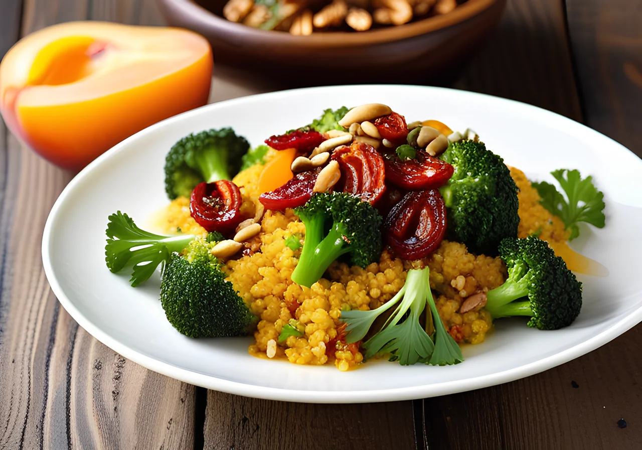 Bulgur with Soy, Broccoli, and Cauliflower