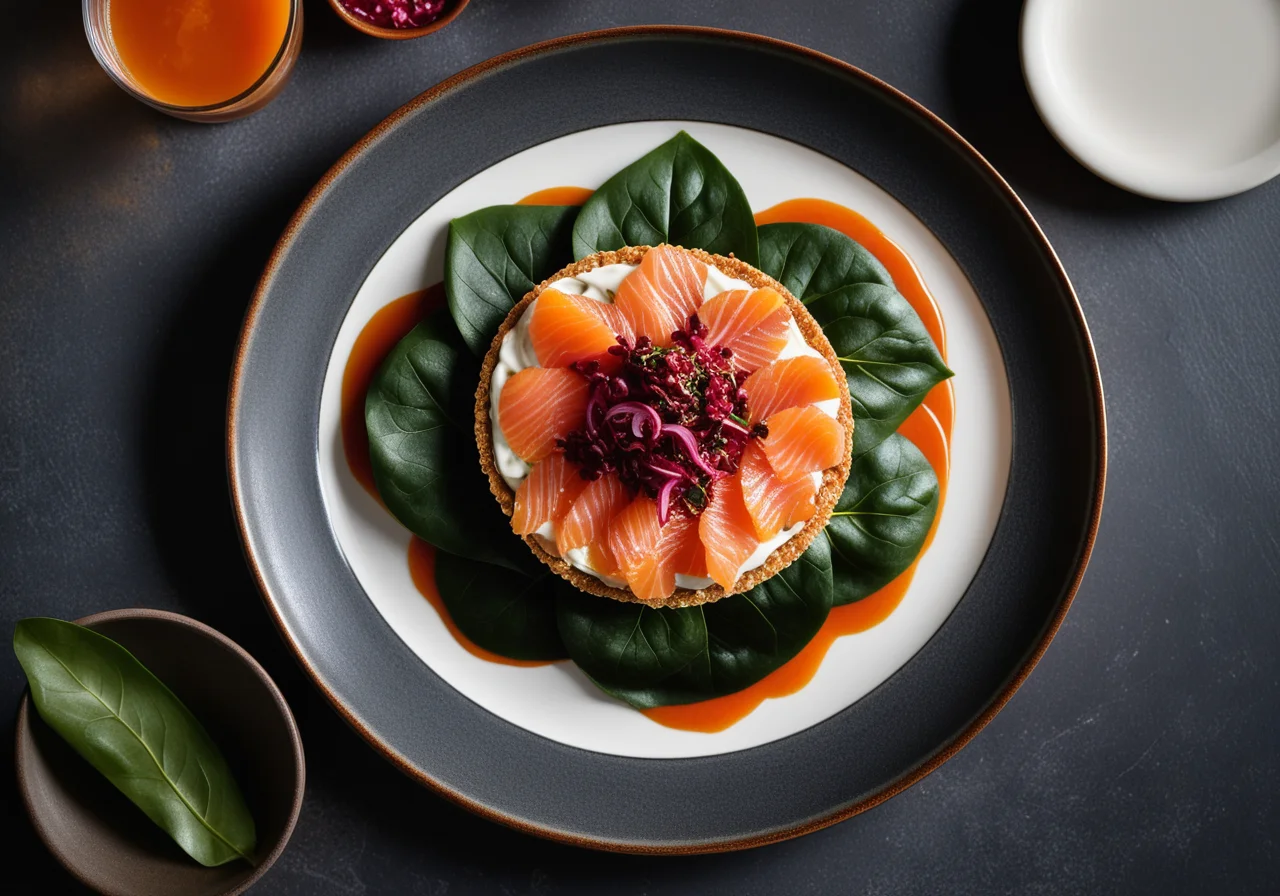 Buckwheat Patties with Swiss Chard and Smoked Salmon