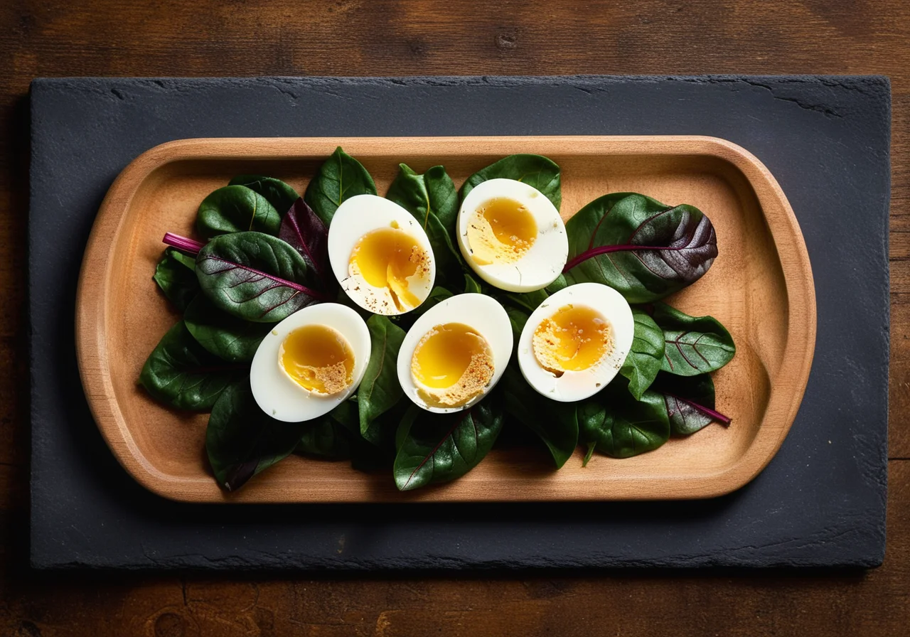 Soft Eggs on Swiss Chard